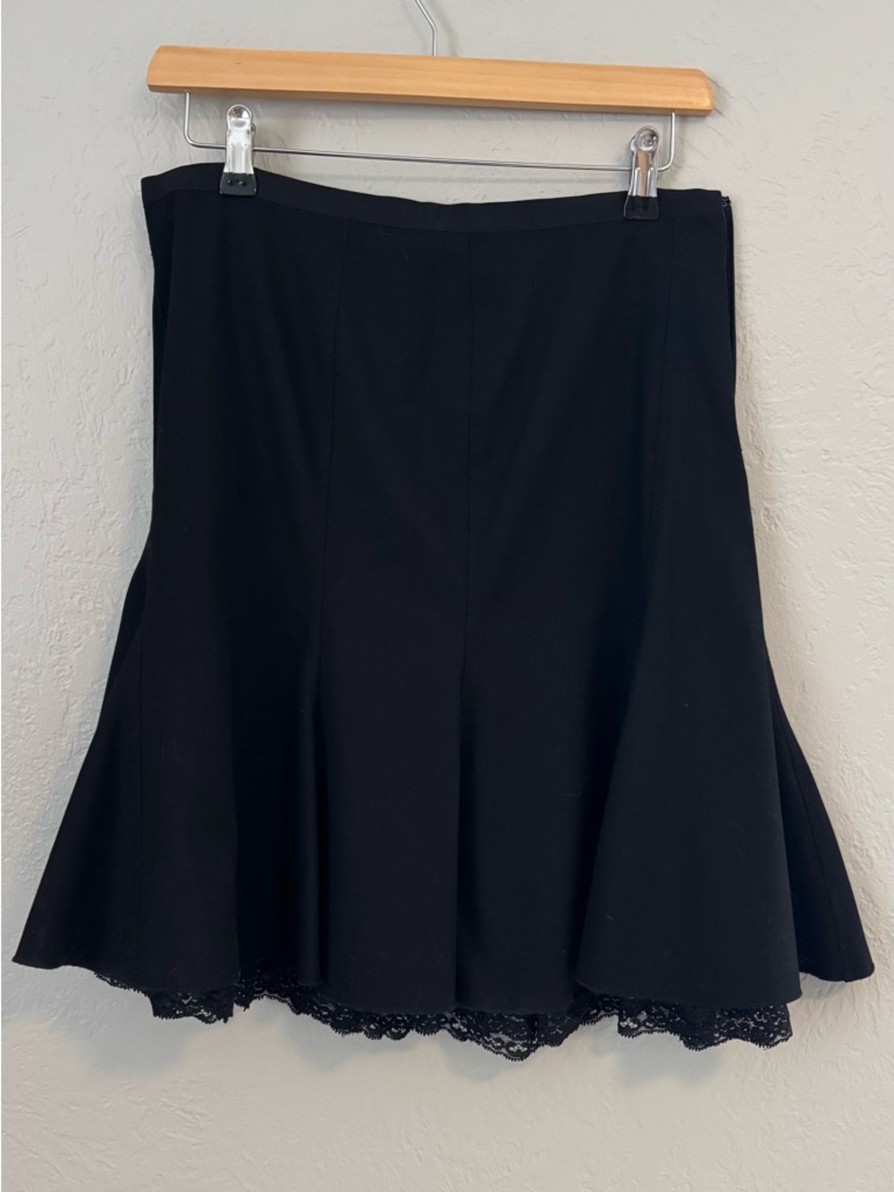 The Limited Black A-Line Skirt with Lace Hem